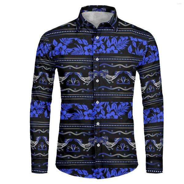 Chemises décontractées pour hommes Polynesian Tribal Tongan Totem Tattoo Tonga Prints Chemise à manches longues Printemps Marque Vêtements Jeunesse Mens Loose Holiday