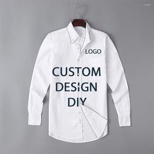 Chemises décontractées pour hommes Print Demand POD Conception personnalisée Logo Impression 3d Chemise à col cubain à manches longues pour hommes