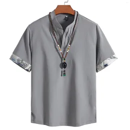 Chemises décontractées pour hommes chemises imprimées à manches courtes cols up up collier tops respirant pull d'été mâle en plein air blouges hombre