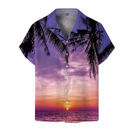 Chemises décontractées pour hommes Impression de chemises à manches courtes Men de loisirs Blans de loisirs Bouton de la mode Boulace de plage de la plage pour hommes en plein air '