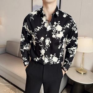 Chemises décontractées pour hommes Pur coton à manches longues à manches longues Mode coréenne Boutonné Hommes Chemise Plus Taille Vêtements sociaux Streetwear