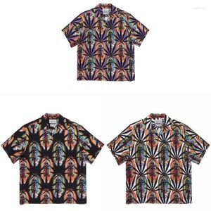 Camisas casuales para hombres Púrpura Negro Blanco WACKO MARIA Hombres Mujeres Camisa hawaiana Top Tee