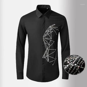 Chemises décontractées pour hommes Pyramid Diamond Mens Luxe Manches longues Solide Couleur Robe de soirée Mode Slim Fit Royal Male 4XL1