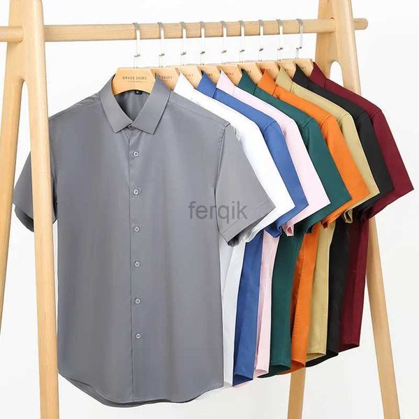 Chemises décontractées pour hommes Qualité Men Shirt Stretch Stretch Stretch Anti-Wrinkle Slim Fit Business Party Multicolor Social pour 4xl 24416