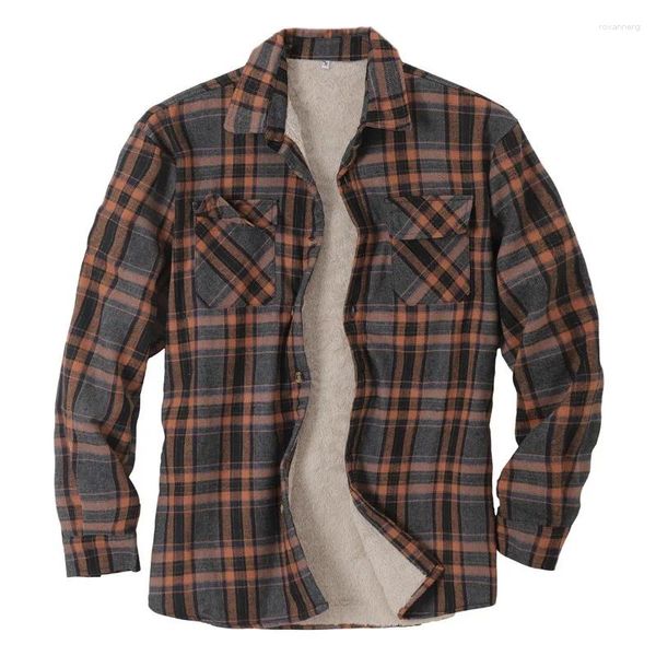 Chemises décontractées pour hommes Qualité Hommes Plaid Flanelle Veste épaisse matelassée à manches longues Chemise d'hiver Manteau en coton avec poches Camisas de