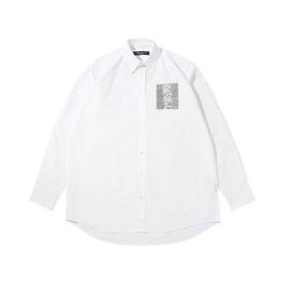 Mannen Casual Shirts RAF SIMONS 2022 Herfst Stijl Gemerceriseerde Katoenen Shirt Patch Gegolfd Borduren All-Match Lange Mouw