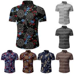 Chemises décontractées pour hommes STOCK PRÊT !!! Chemise à manches courtes imprimée à fleurs pour hommes d'été et d'automne Kemeja Lelaki