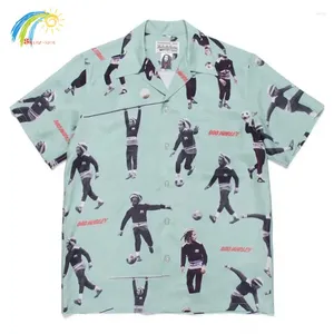 Camisas casuales para hombres Rojo Azul Verde Wthie Wacko Maria Camisa Hombres Mujeres Streetwear Carácter de gran tamaño Impresión completa Hawaii Beach Style Top