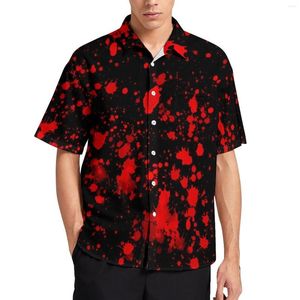Chemises décontractées pour hommes Red Paint Splash Loose Shirt Mens Vacation Abstract Art Hawaii Design Short Sleeves Funny Oversized Blouses