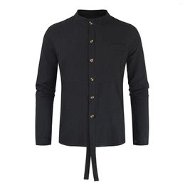 Camisas casuales para hombres Camisa con botones de manga larga de color sólido con cuello sólido de ajuste regular Ropa activa corta para hombres