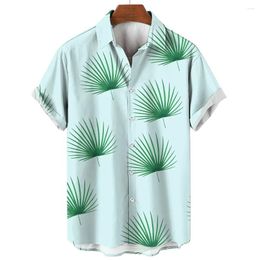 Casual shirts voor heren Respzed Summer Striped Shirt Hoofdhuid Plant Print Fashion Seaside Resort City Korte mouw Y Hawaiian
