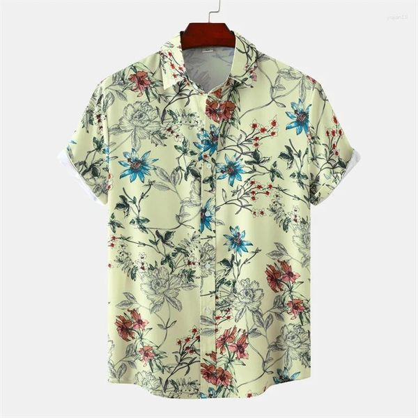 Chemises décontractées pour hommes Retro Art Flower 3d Impression Hawaiian Shirt Men Femmes Summer Summer Sleeves Tops Beach Harajuku Street Street Lapel Blouse Blouse