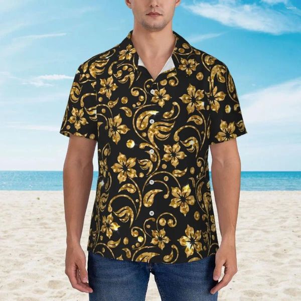 Chemises décontractées pour hommes Retro Baroque Hawaii Shirt Man Vacation Gol