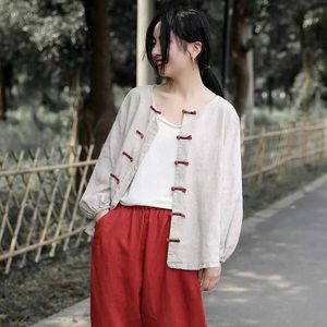 Chemises décontractées pour hommes chemises en lin à imprimé ethnique rétro Vêtements de coton pour femmes de coton printemps et d'été