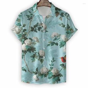 Chemises décontractées pour hommes Retro Flore Shirt Hawaiian Men 3D Boulanger à revers à bouton floral imprimé Tops Summer Vacation Street Oversize