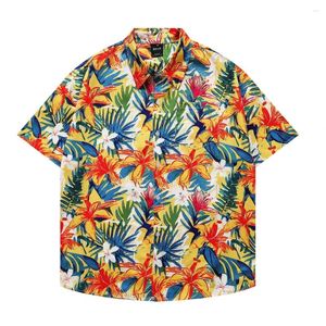 Chemises décontractées pour hommes Rétro Hawaiian Beach Harajuku Fleur Plante Imprimer Chemise Streetwear Hip Hop Été Unisexe Aloha Mode Bouton Tops