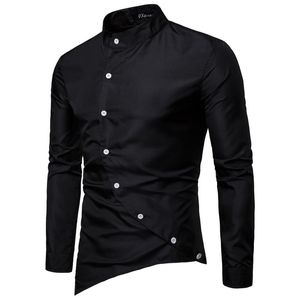 Camisas casuales para hombres Camisa de manga larga retro, 77777, Moda de otoño, Botones, Seda satinada, Camisa suelta negra