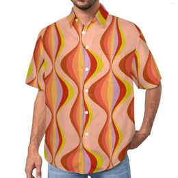 Chemises décontractées pour hommes Retro Mod Pattern Blouses Male 60s Aesthetic Hawaiian Short Sleeve Cool Oversized Beach Shirt Gift