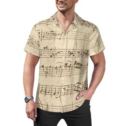 Lässige Hemden für Herren, Retro-Musik, lockeres Hemd, Strand, gelbes Blatt, hawaiianische Grafik, kurzärmelig, Streetwear, übergroße Blusen