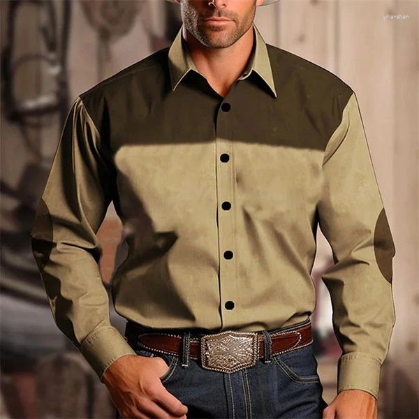 Camisas casuales para hombres Camisa retro Ropa étnica Patrón tribal occidental Negro Gris Suave Cómodo Ropa de manga larga Estilo 2023