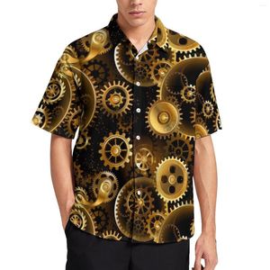 Chemises décontractées pour hommes chemise Steampunk rétro homme engrenages en laiton imprimer plage Hawaii Streetwear Blouses à manches courtes haut surdimensionné personnalisé