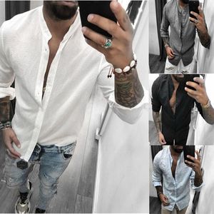 Chemises décontractées pour hommes Richkeda Store 2023 hommes affaires à manches longues lin mode chemise Slim Fit mâle robe sociale marque hommes