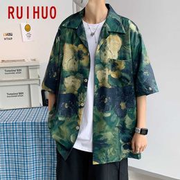 Chemises décontractées pour hommes RUIHUO imprimer chemises décontractées pour hommes vêtements Vintage homme chemise à manches courtes M2XL 2023 nouveautés Z0224
