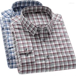 Chemises décontractées pour hommes S-5XL Flanelle à manches longues pur coton poche unique Plaid épais doux confortable chemisier brossé hommes vêtements