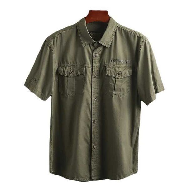 Camisas casuales para hombres Estilo Safari Camisa para hombres Indiana Jones Misma camiseta 2 Flip Pocket Manga corta Tamaño grande Casual Bolsillo múltiple Masculino Ropa al aire libre J240129