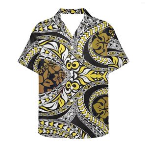 Casual shirts voor heren Samoan National Print getatoeëerd zomershirt voor zomers shirt V-hals ontwerp van hoge kwaliteit van korte mouw mode gepersonaliseerd feest