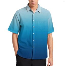 Chemises décontractées pour hommes chemise ample pour hommes vacances ciel clair à bleu profond motif d'été à manches courtes esthétique surdimensionné Blouses