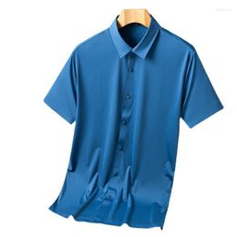 Camicie casual da uomo Camicia a maniche corte da uomo di fascia alta senza cuciture elastiche non stirabili Camicia da lavoro a quattro vie Top per tutti i giorni setosa