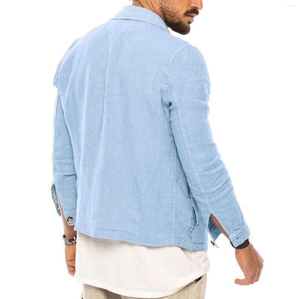 Camisas informales para hombre, camisa de leotardo larga de seguridad para hombre, camiseta holgada de lino y algodón de Color sólido para hombre, camiseta de manga larga con solapa para mujer