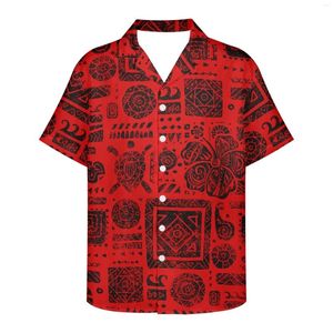 Chemises décontractées pour hommes Vente de tatouage tribal traditionnel polynésien Chemise à revers à manches courtes Été Mince Tortue Modèle Mode Hommes