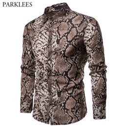 Chemises décontractées pour hommes Modèles de serpent sexy imprimement marque des hommes à manches longues robes pour hommes hip hop camisa hombre 220902