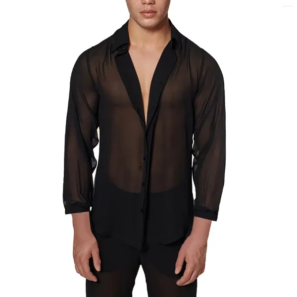 Camisas casuales para hombres Camisa delgada sexy para hombre Ropa de rendimiento de la noche transpirable Disfraces eróticos íntimos macho ROPA Hombre