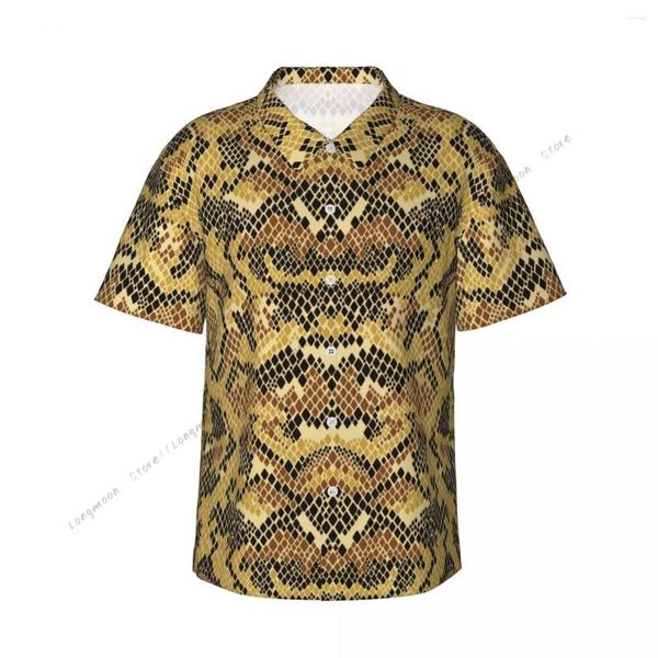 Chemises décontractées pour hommes Chemise abstraite Python Peau de serpent Hauts à manches courtes Revers Été