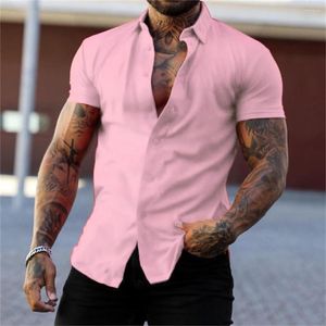 Casual overhemden voor heren Overhemd Met knopen Zomer Zwart Geel Roze Rood Donker Marineblauw Korte mouw Letter Turndown Street Button-Down