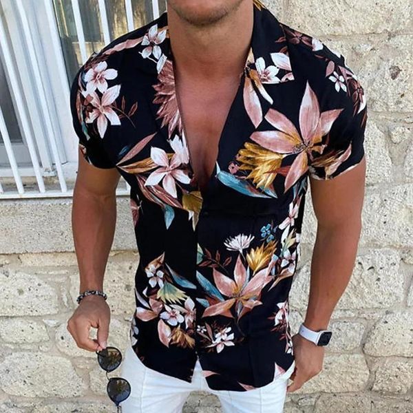 Chemises décontractées pour hommes Chemise Camp Aloha Floral Turndown Print Outdoor Street Manches courtes Button-Down Vêtements Vêtements Mode