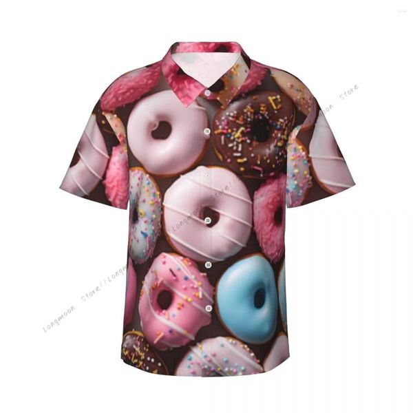 Chemises décontractées pour hommes Chemise colorée Donuts à manches courtes Été Hommes Col rabattu Bouton Vêtements