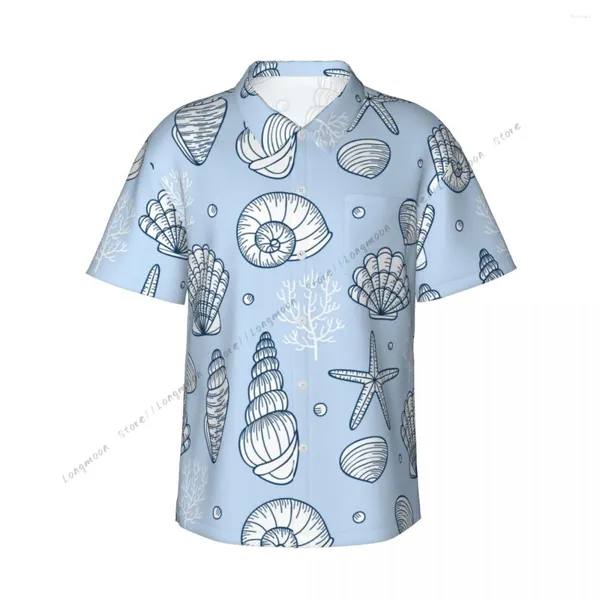 Chemises décontractées pour hommes Chemise Corail Thème nautique Manches courtes Été Hommes Col rabattu Bouton Vêtements