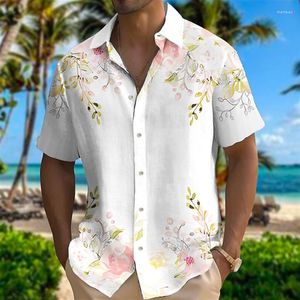 Casual overhemden voor heren Overhemd Bloemenpatroon Kruismanchet Wit Geel Buiten Straat Korte mouw Print Kleding Modeontwerper Zacht 2023