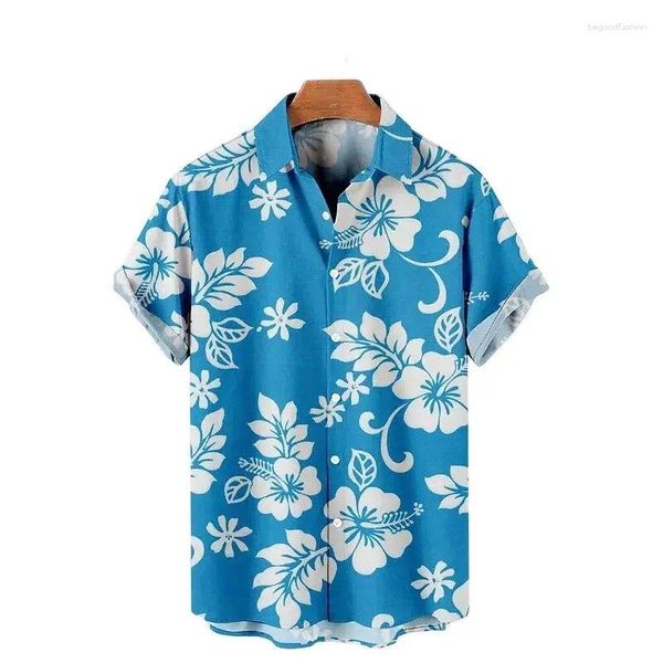 Chemises décontractées pour hommes Chemise motif floral rouge bleu violet vert rue manches courtes mode tropicale designer hawaïen