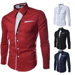 Camisas casuales para hombres Camisa para hombres 2022 Llegada Primavera Otoño Bolsillo Hombre Top Ropa formal Rojo Blanco Negro Estilo europeo S09