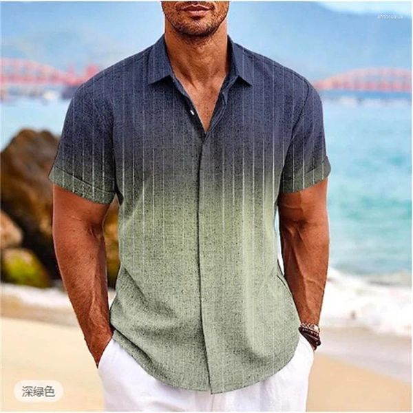 Camisas casuales para hombres Camisa Color degradado Impreso en 3D Manga corta Verano Playa Floral