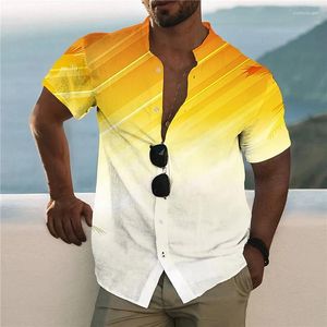 Chemises décontractées pour hommes chemise graphique Aloha cocotier paysage col montant extérieur manches courtes boutonné imprimé vêtements