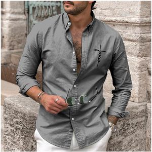 Chemises décontractées pour hommes Chemise Graphique Imprimé Croix Revers Rose Bleu Vert Kaki Gris Rue À Manches Longues Vêtements De Mode Robe Designer