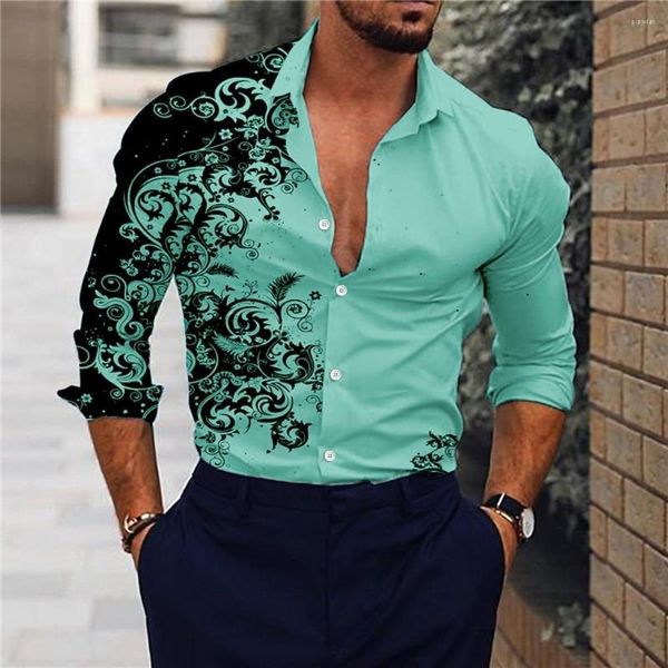 Homme Chemises décontractées Chemise Graphique Turndown Noir / Rouge Gris Jaune Bleu Vert Impression 3D Quotidien Vacances Manches Longues Prin