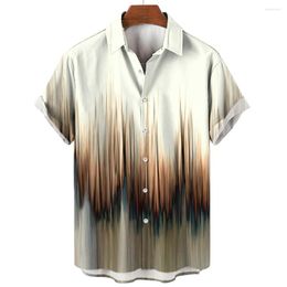 Camisas casuais masculinas Camisa Havaiana Moda Geométrica Estampada Manga Curta Pólo Estilo Roupa Top Exclusivo