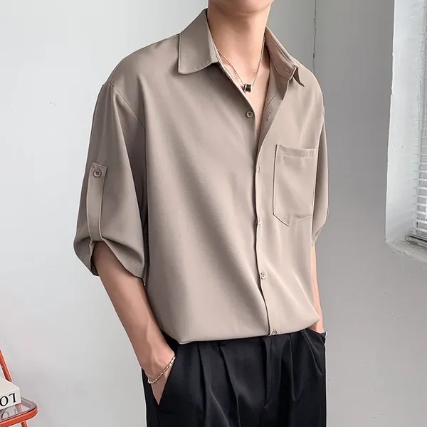 Camisas casuales para hombres Camisa Moda coreana Viento ligero Verano Seda Ropa Ropa para hombres